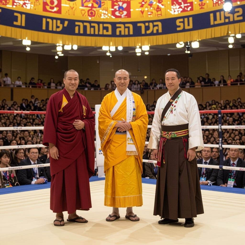 Japanese Boxer with Dalai Lama AI Art