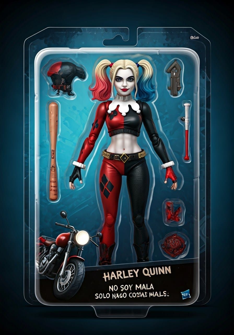 Un empaque de juguete de una figura muñeca de coleccionable de acción de nombre "Harley quinn"presentada ...  by @esmirquinn