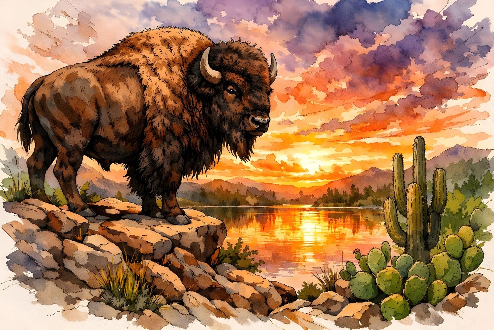 Bison Watercolor - 6 likes   by @Tonutz