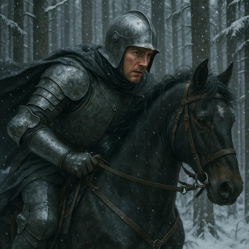 אביר פשוט בשלג ביער