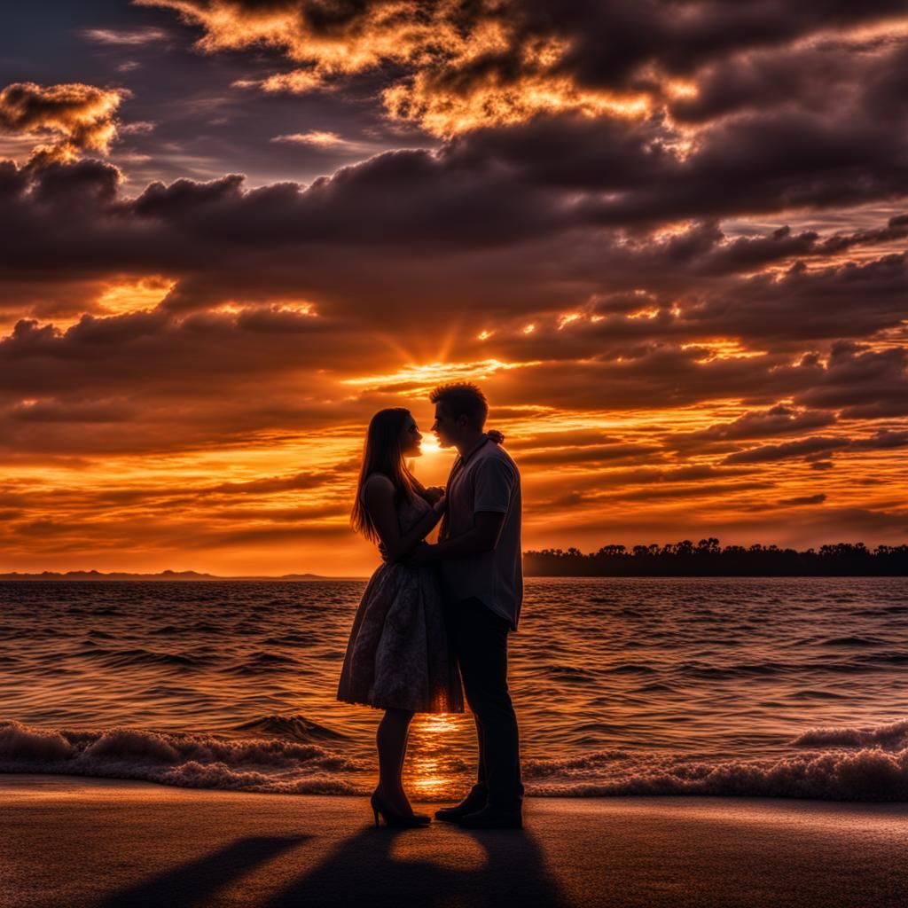 Love at sunset - AI Generated Artwork - NightCafe Creator