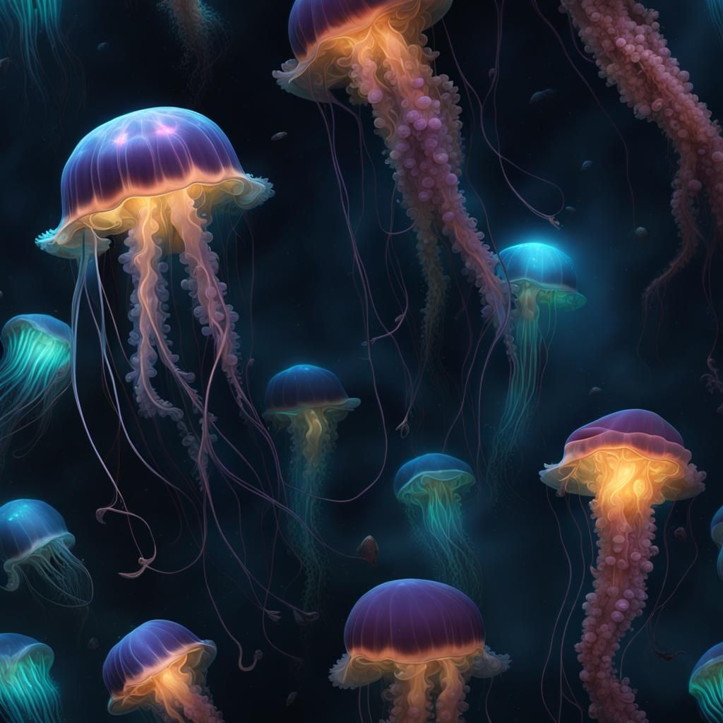 Bioluminescent Jellyfish - AI Generated Artwork - NightCafe Creator