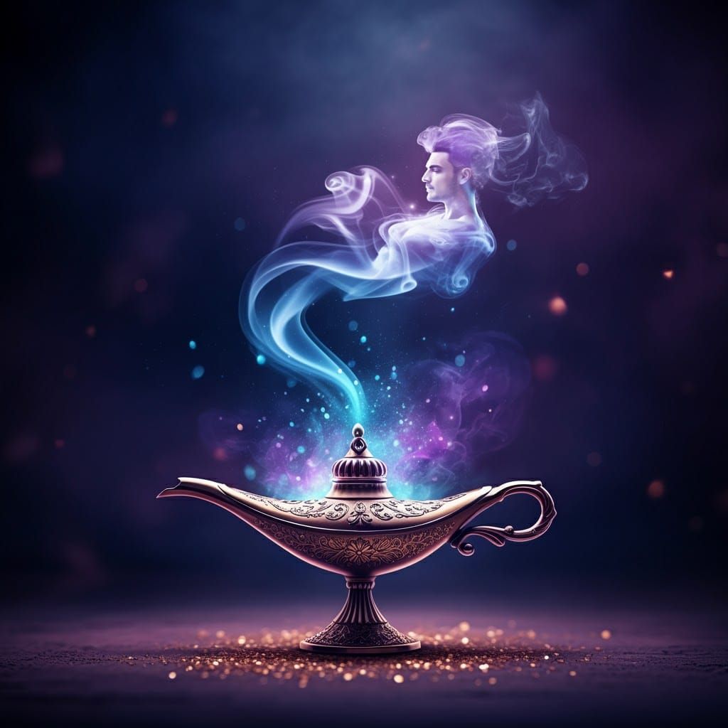 Genie in a magical lamp  by @PokaKoala2