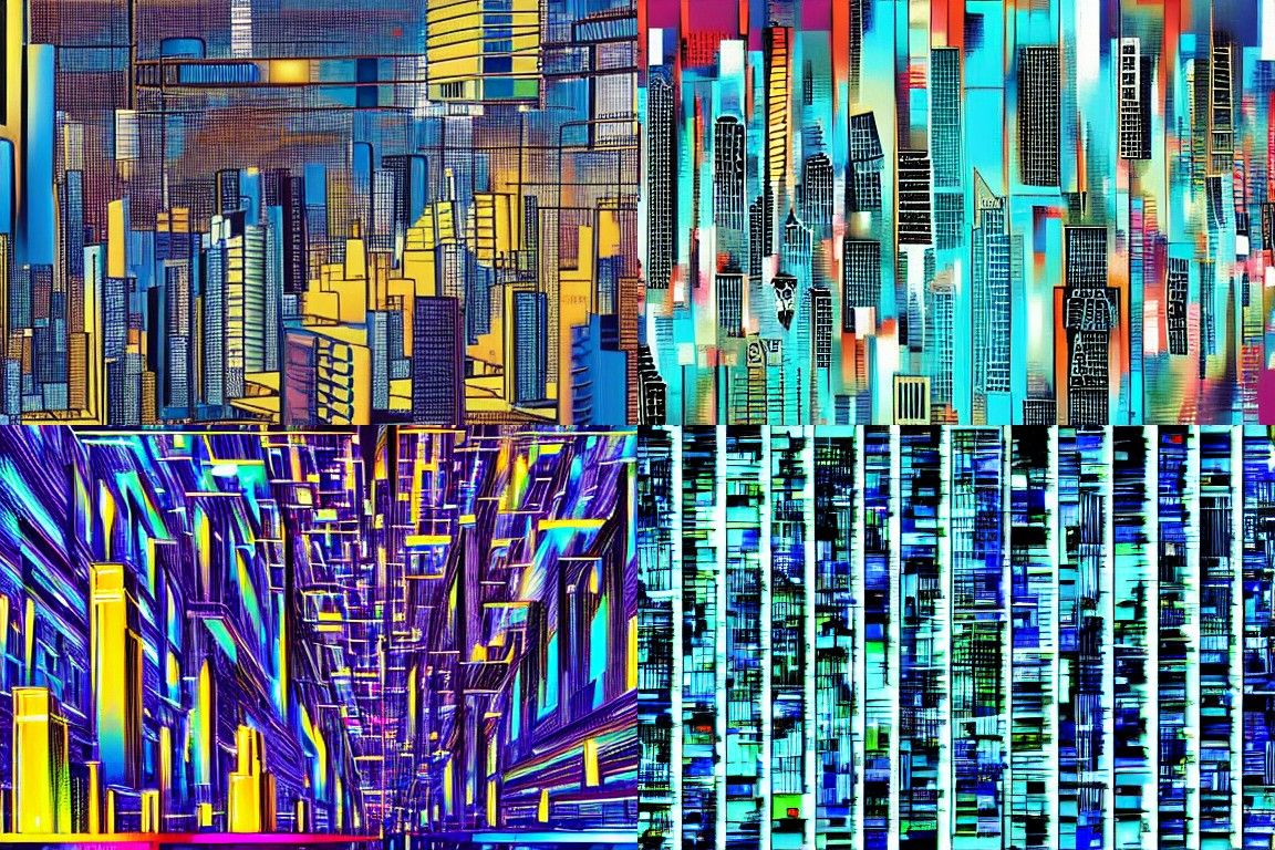 Sci-fi city in the style of Abstract art
