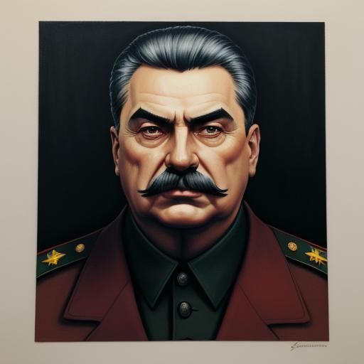 Stalin Portrait in Soviet Realism Style