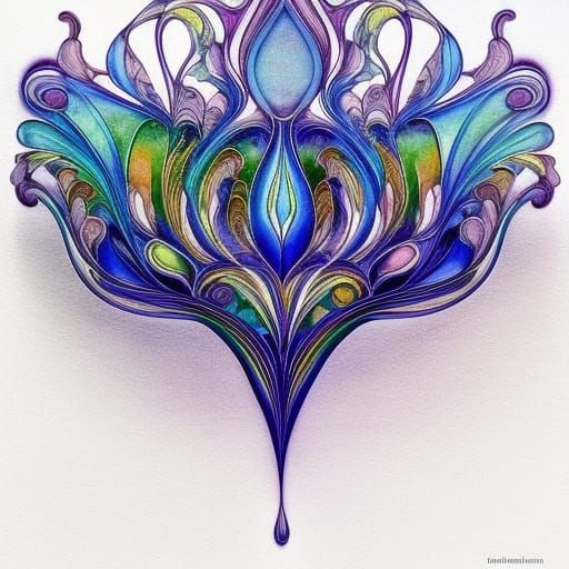 Intricate and elaborate artwork of magical flowing liquid of...
