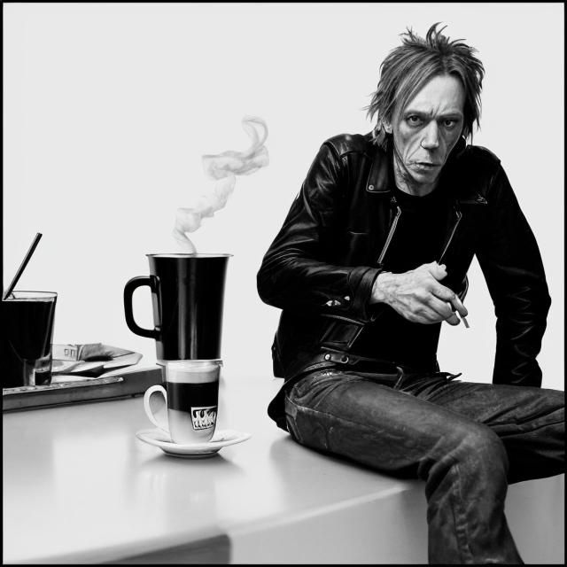 Coffee and cigarettes, iggy pop and tom waits, killing time and talking