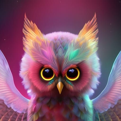 Rainbow Owl IX - AI Generated Artwork - NightCafe Creator