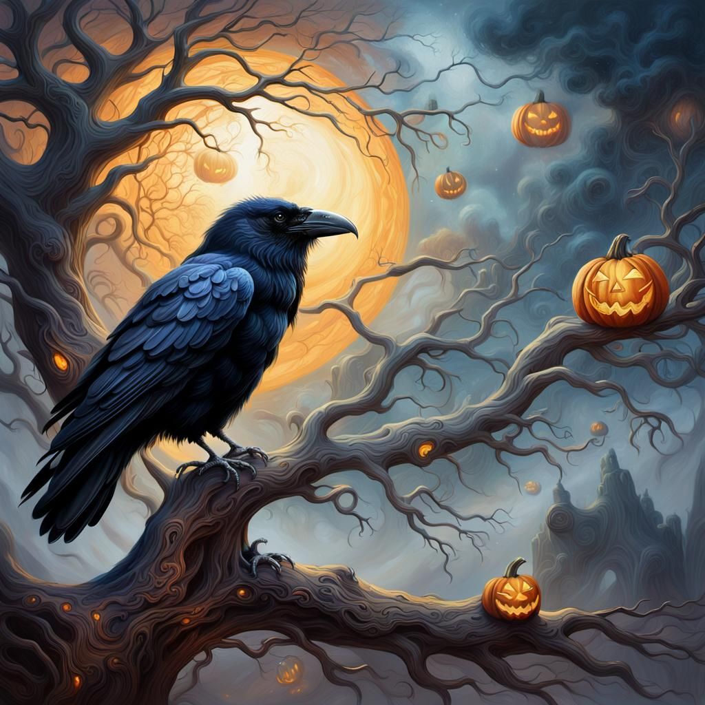 beautiful halloween themed  Raven