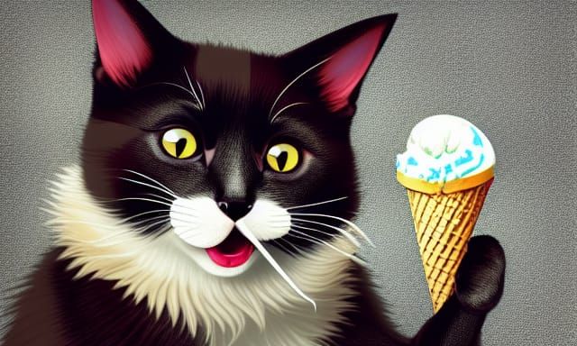 Cat eating ice cream #05