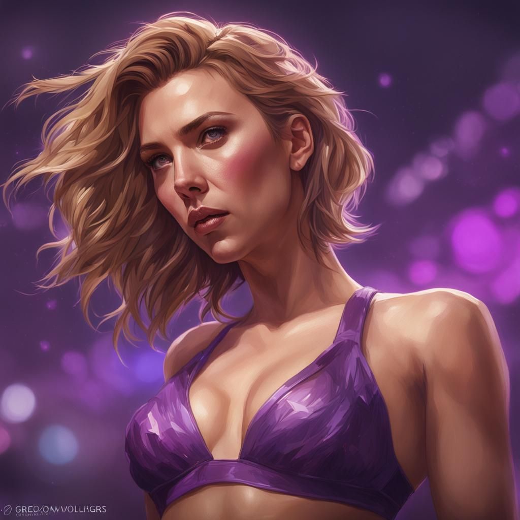 Scarlett Johansson in a purple bikini