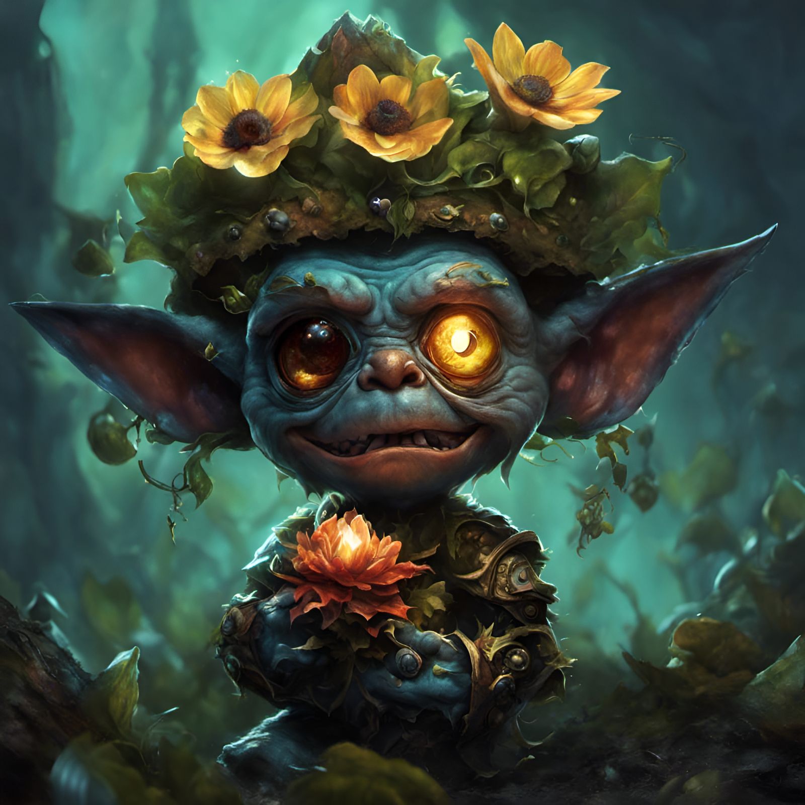 A happy ork with his flowers - AI Generated Artwork - NightCafe Creator