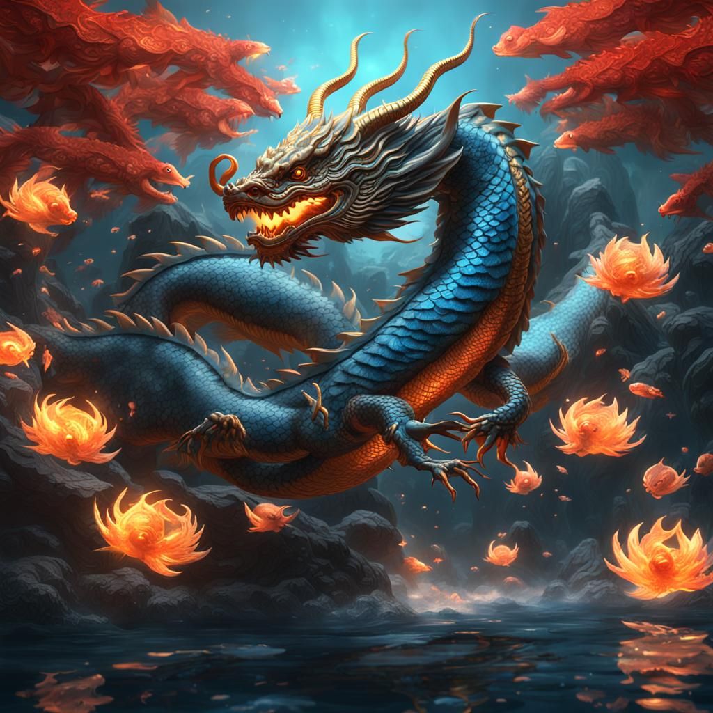 Dragon and the burning lotus