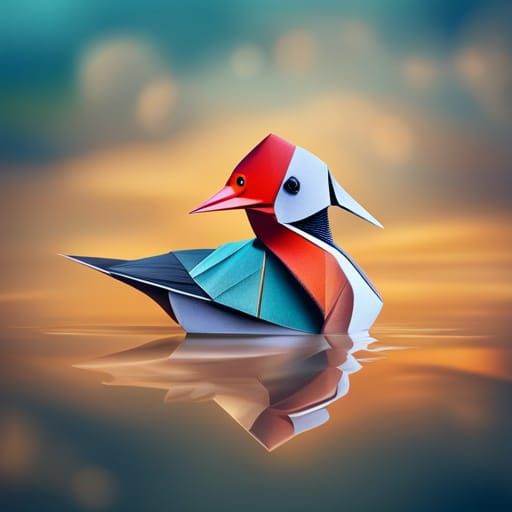 Premium AI Image  A duck made of paper that has a face on it