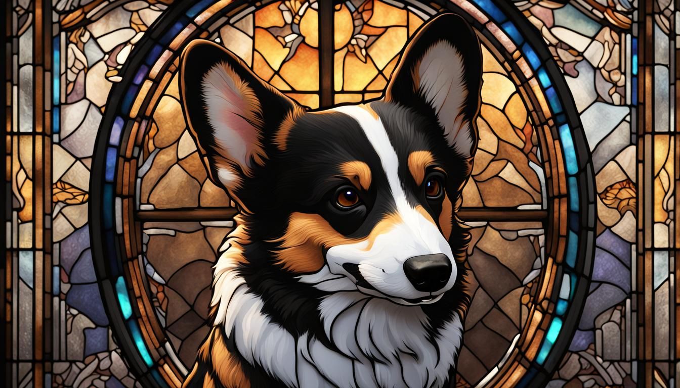 Black Tri in stained glass window
