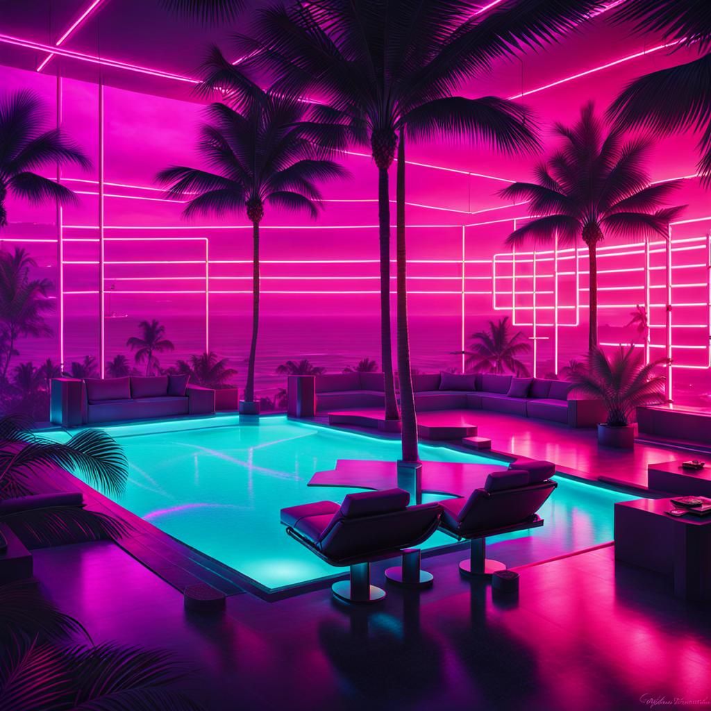 vaporwave pool - AI Generated Artwork - NightCafe Creator