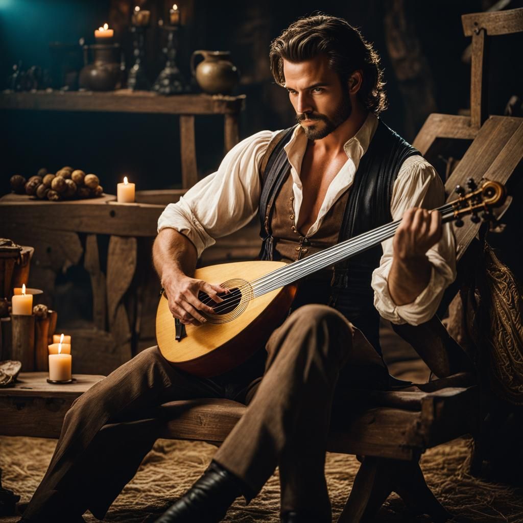 Bard and mandolin  by @SolitaryWeaver