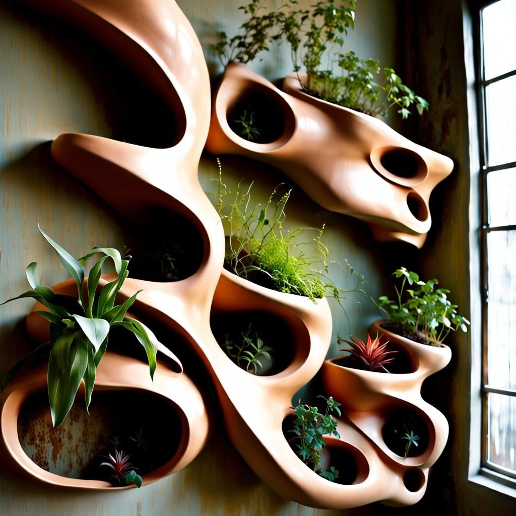 Wall-Mounted Modern Art Clay Pottery for Plants  by @DDegas