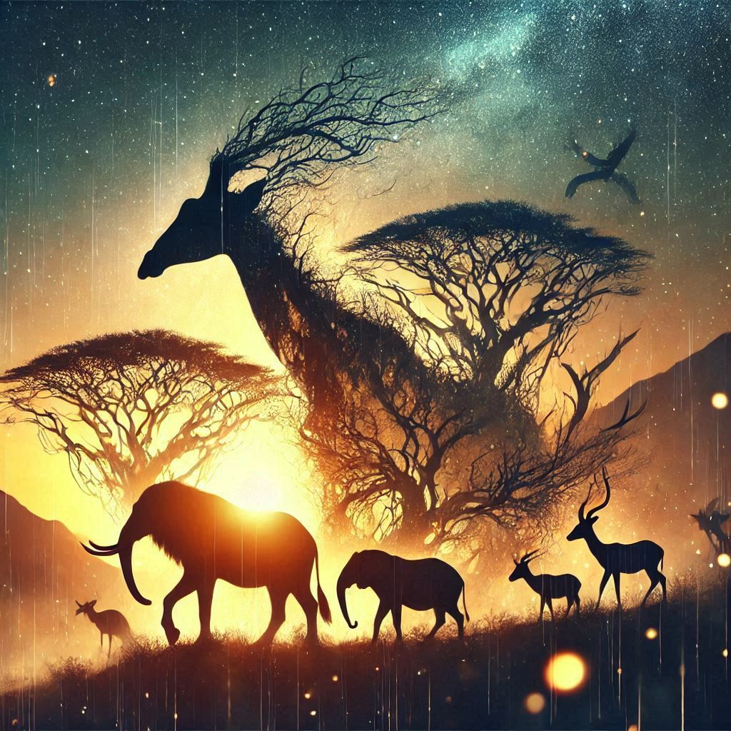 double exposure beautiful fantasy DALL-E 3 portrait landscape..