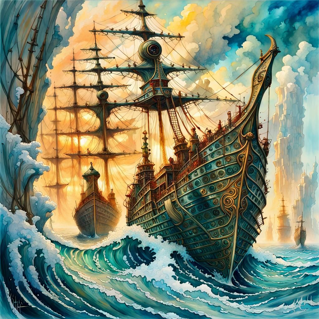 Old sailing ship 7 - AI Generated Artwork - NightCafe Creator