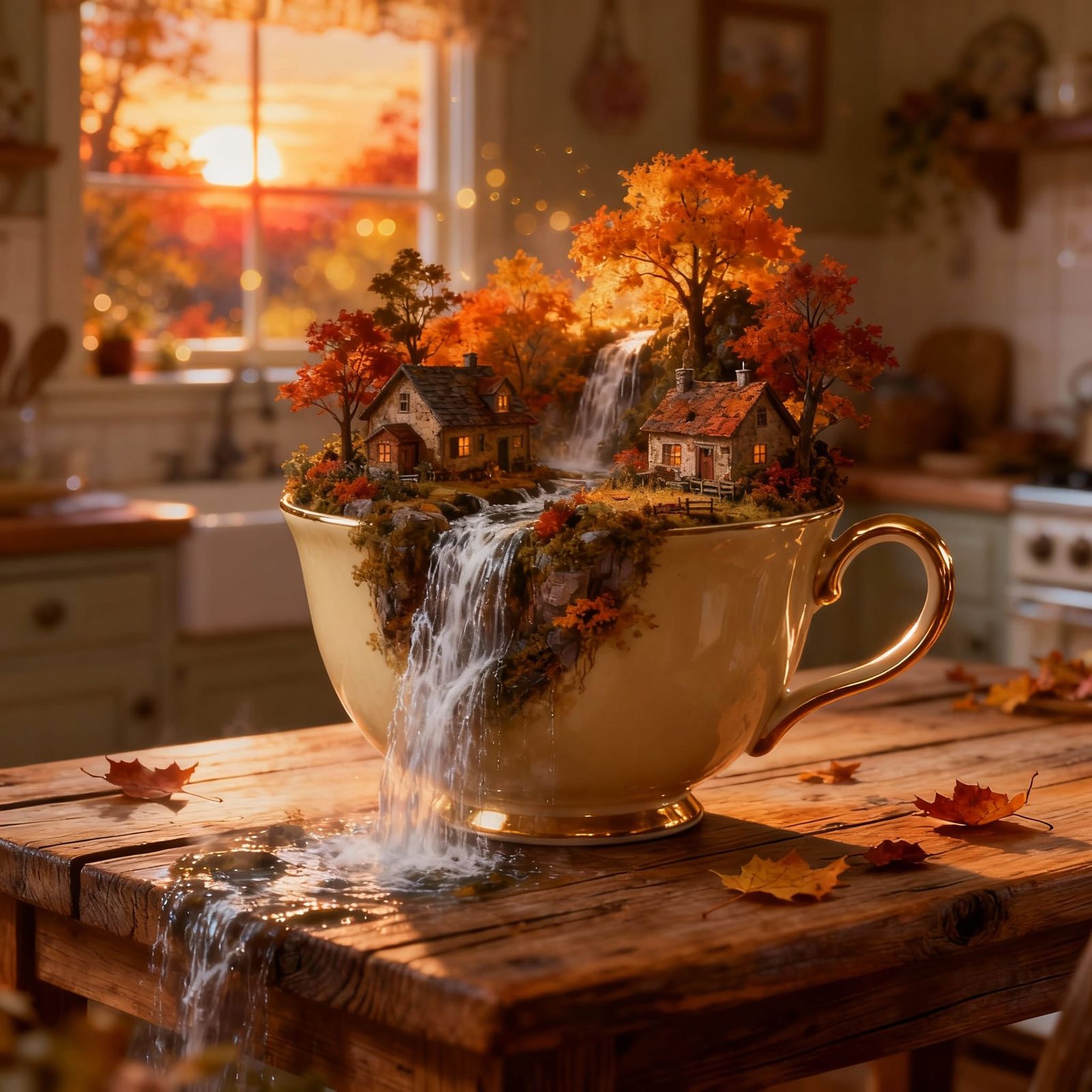 Miniature Autumnal Scene in a Teacup  by @Jen