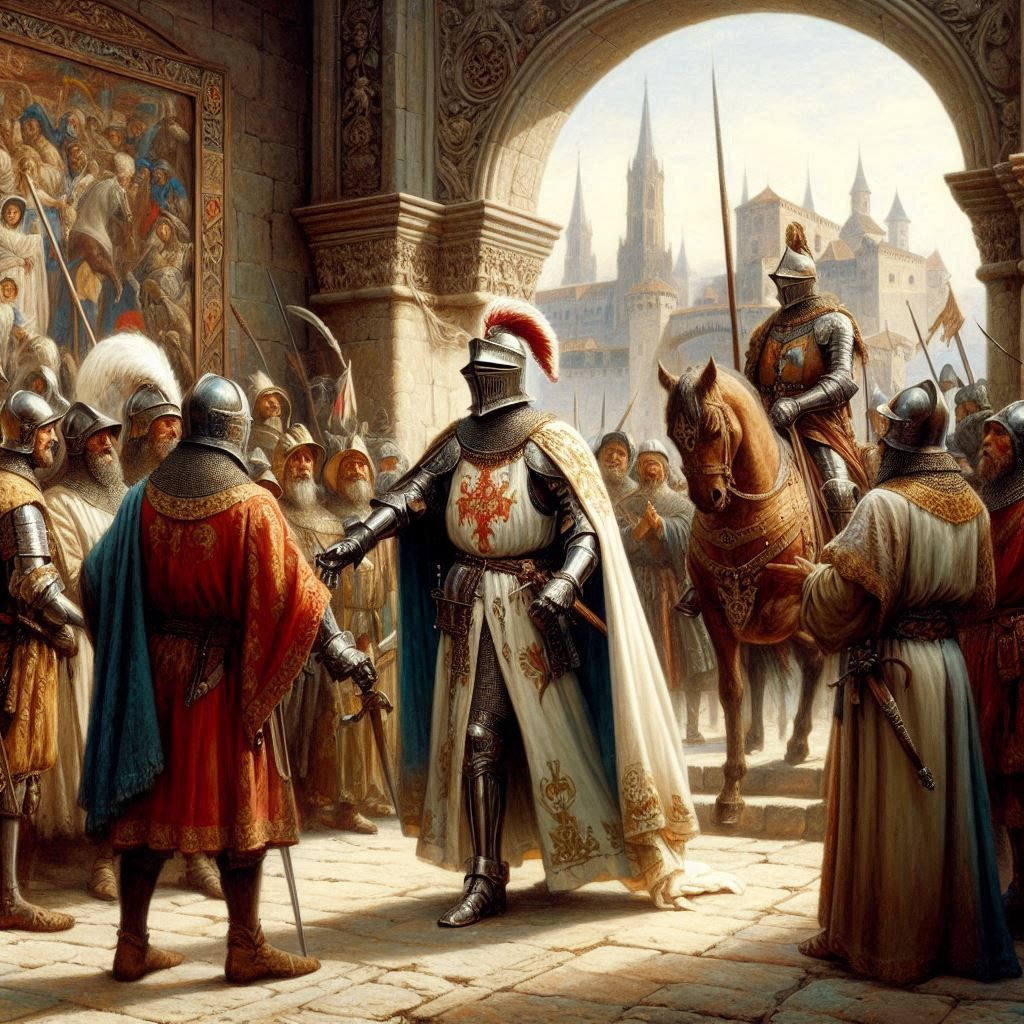 Knight coming home to his castle