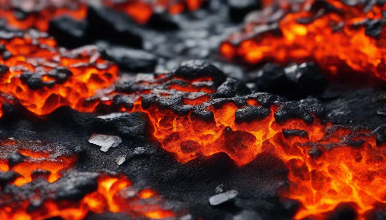 close up of orange lava fusion with black charcoal and ice cool water ...