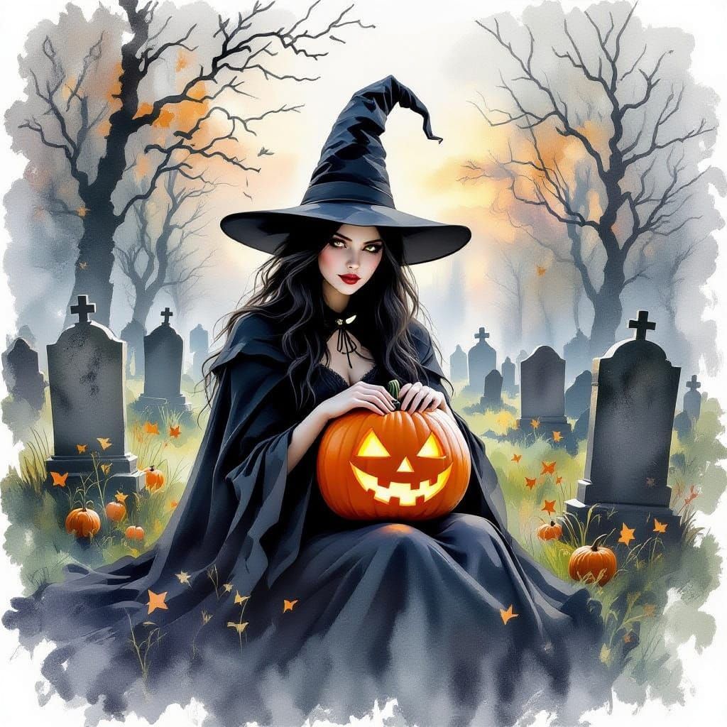 Witch with Pumpkin