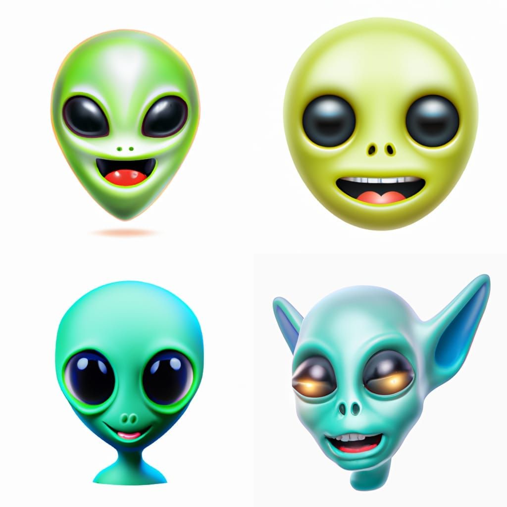 Cute realistic 3D alien emoji