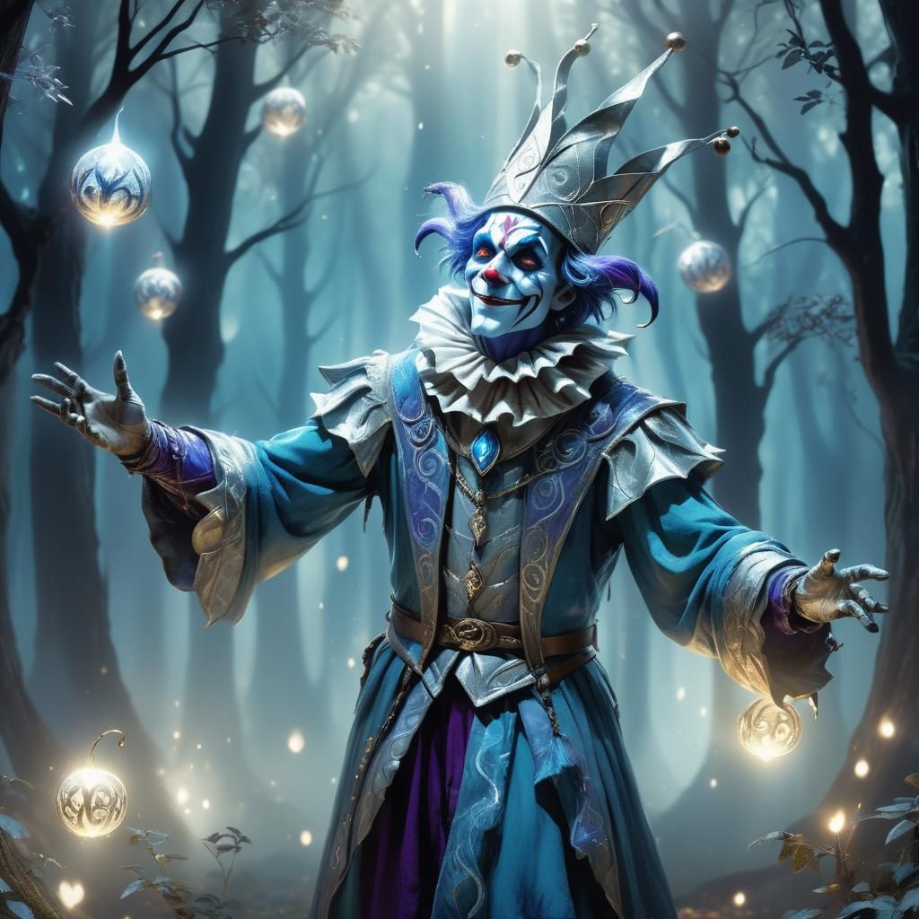 Hear ye the fool of the silver realm! Hyperrealistic, splash art, concept art, mid shot, intricately detailed, color depth, dramatic, 2/3 fa...