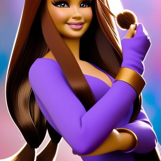 Squirrelly squirrel Barbie with long chestnut brown hair Brown