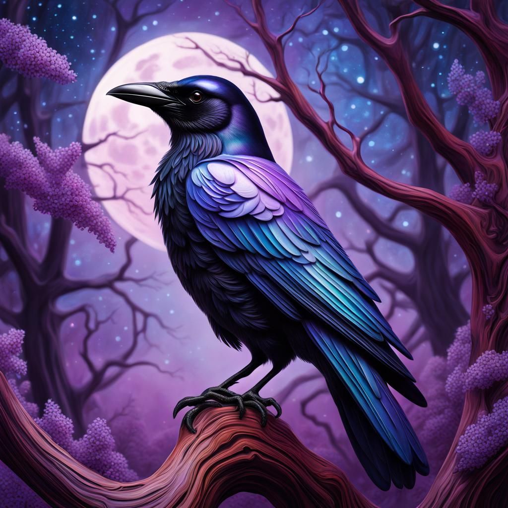 Crow in Moonlight - AI Generated Artwork - NightCafe Creator