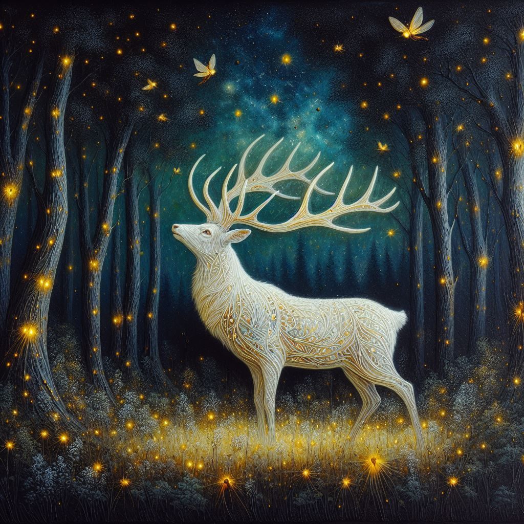 White Deer and Fireflies