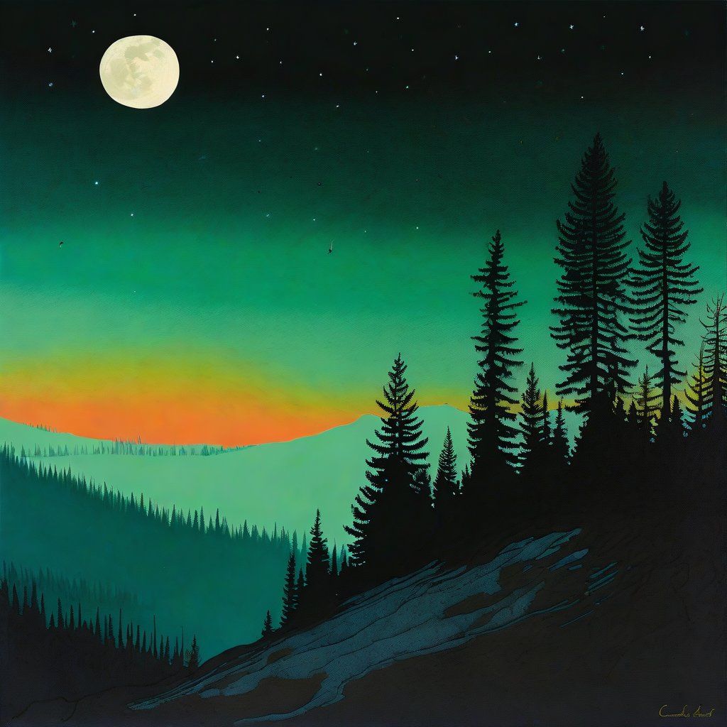 The forest at night.