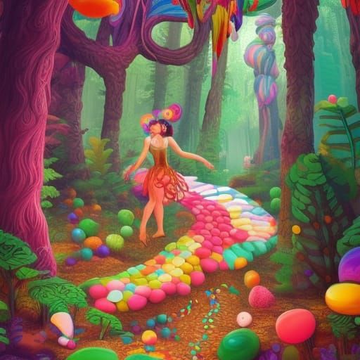 wild woman in ancient forest