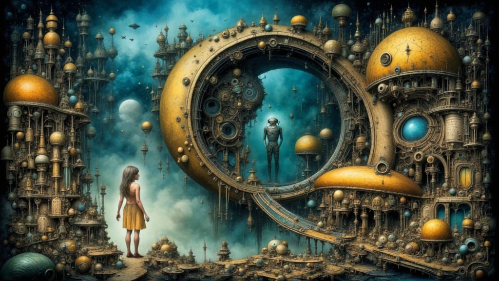 <lora:occam:1.0>sci-fi scene by hieronymus bosch