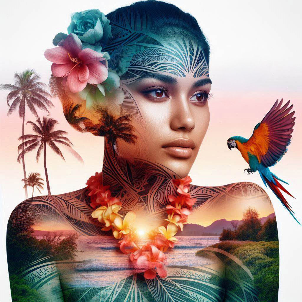 Polynesian Woman Double Exposure (2)