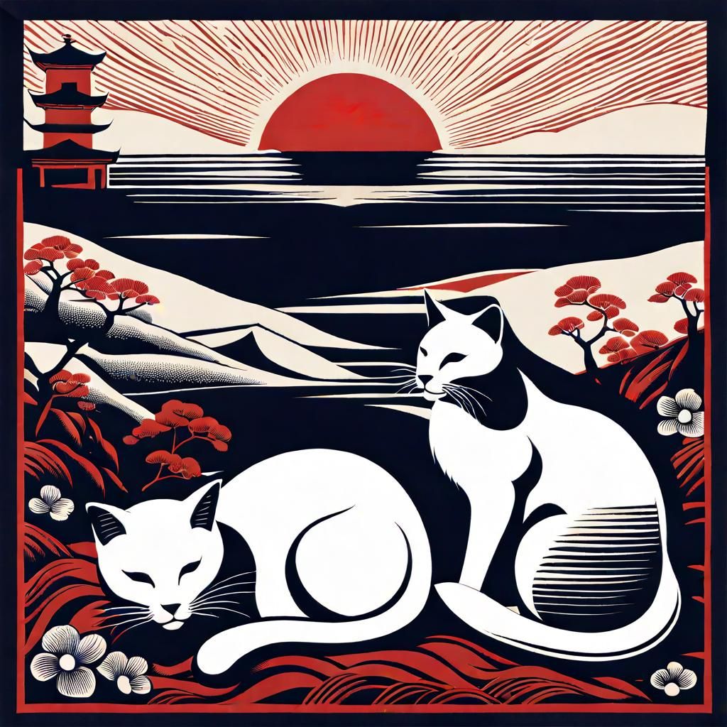Hokusai Felines!