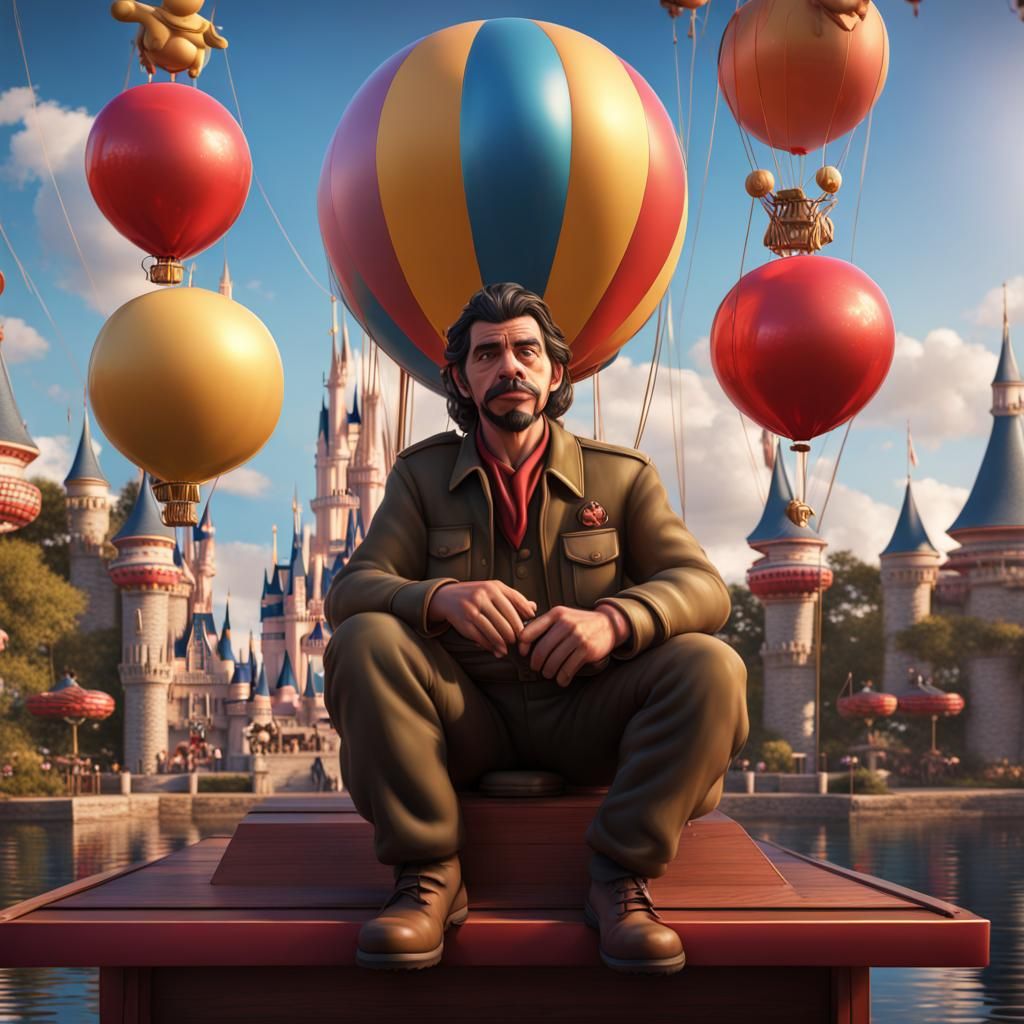 Che Gueverra looking bored while working the balloon stand a...