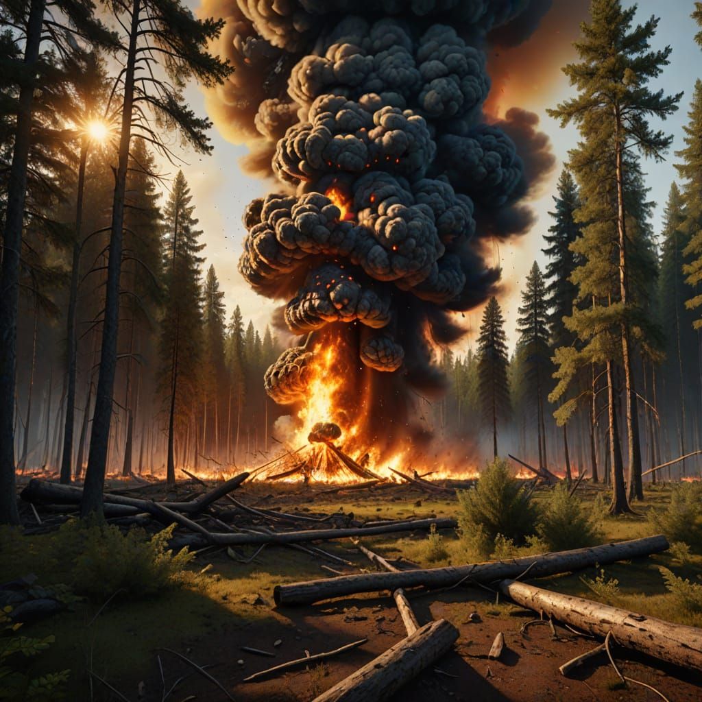 Tunguska Explosion: Hyper-Realistic Digital Art