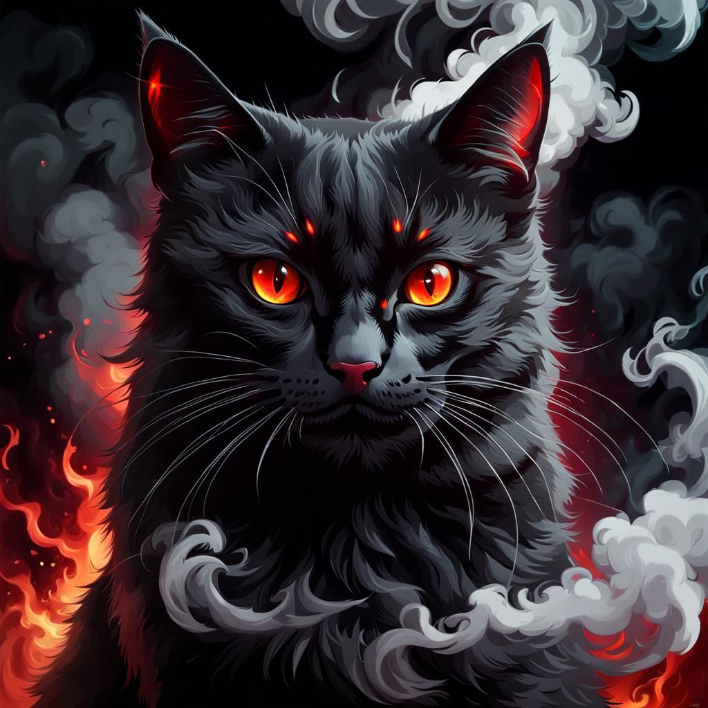 Smokey Black Cat 1 - AI Generated Artwork - NightCafe Creator