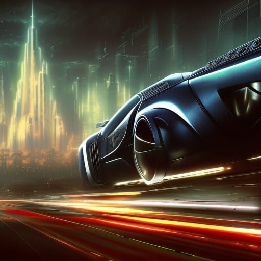 futuristic car in futuristic city