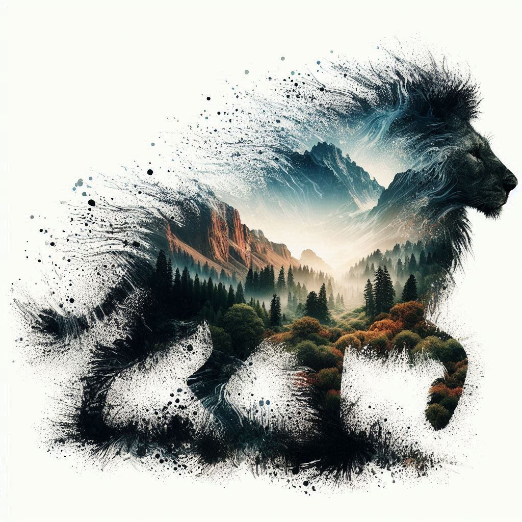 double exposure beautiful fantasy DALL-E 3 portrait landscape..