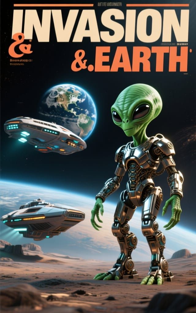 INVASION:EARTH retro 1950's SciFi magazine cover