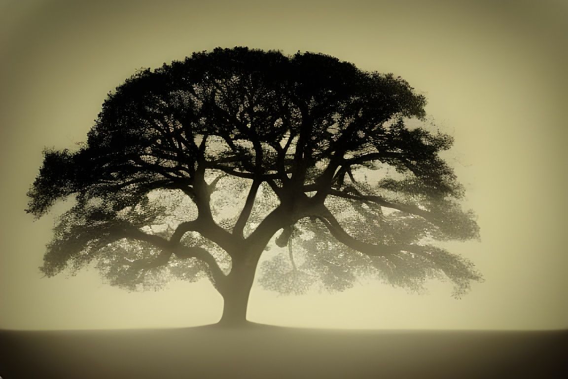 a tree in the fog