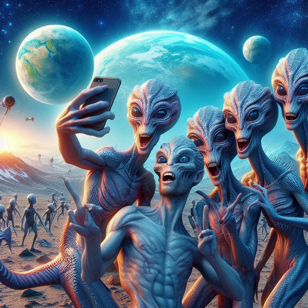5 Aliens Posing for a Selfie