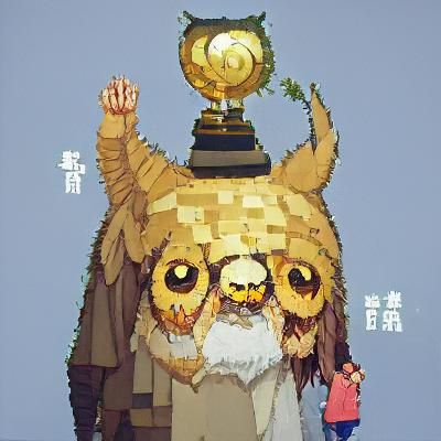 Golden owl with a trophy over its head
