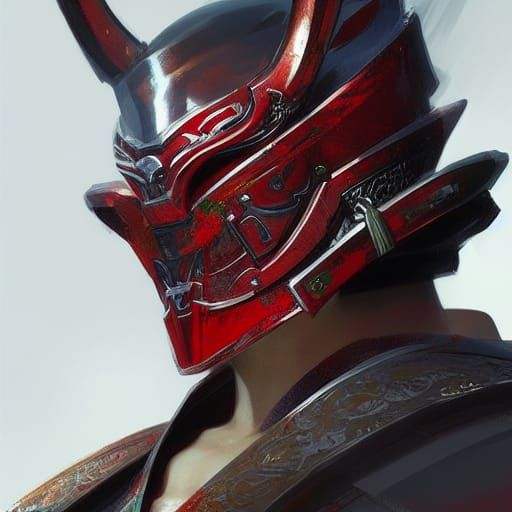 samurai honor red sword armor