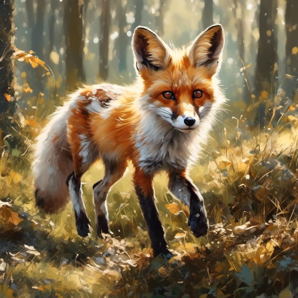 Piebald fox kit AI Generated Artwork NightCafe Creator