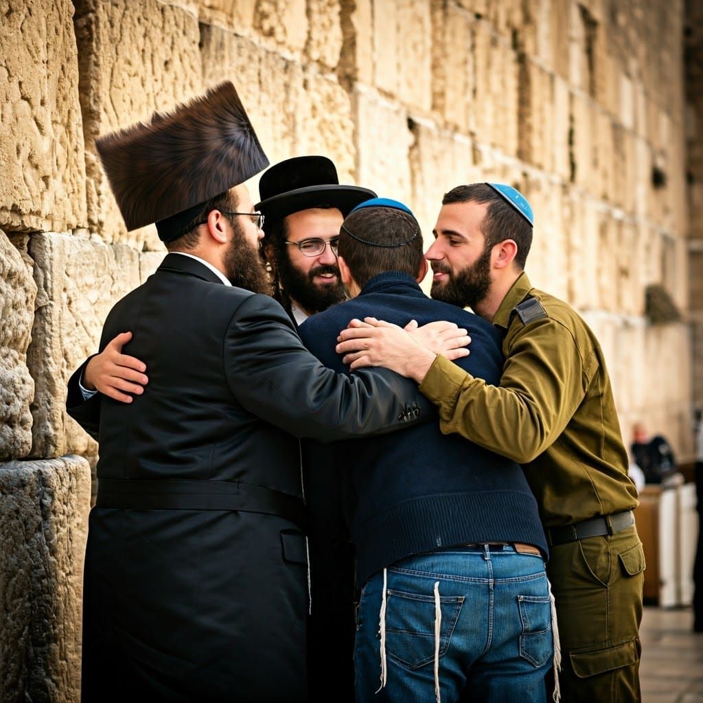 Interfaith Harmony Among Jewish Men at the Western Wall